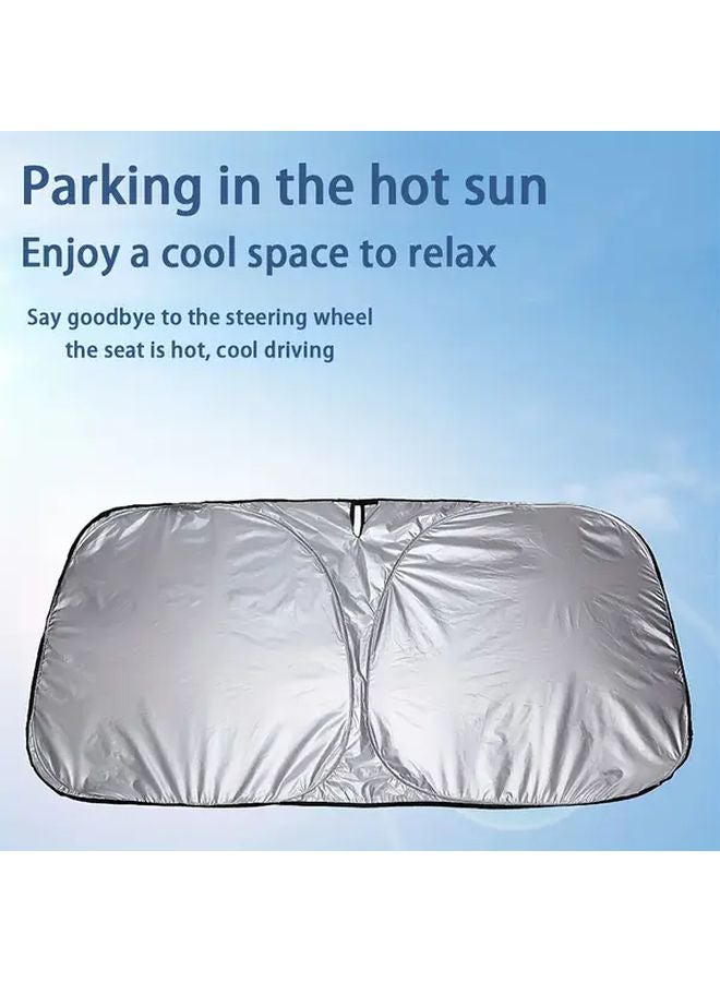 Black Small Foldable Car Windshield Sunshade Front Window Cover UV Protection Interior Cooling - Image 4